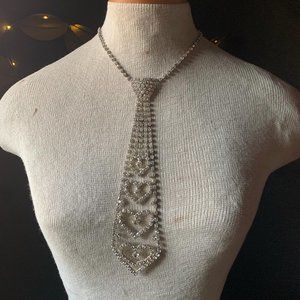 Faux Diamond Necklace Choker Tie